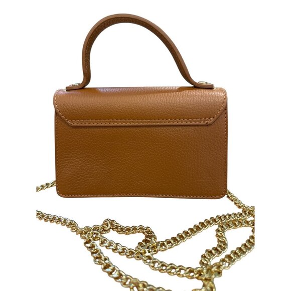 Persaman NY Pebbled Leather Mini Top Handle Crossbody Bag Brown Studded EUC - Picture 3 of 9